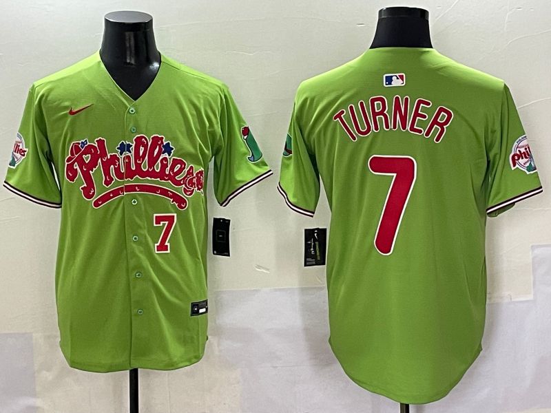 Men Philadelphia Phillies #7 Turner Green Five generations Joint Name 2025 Nike MLB Jersey style 2->philadelphia phillies->MLB Jersey